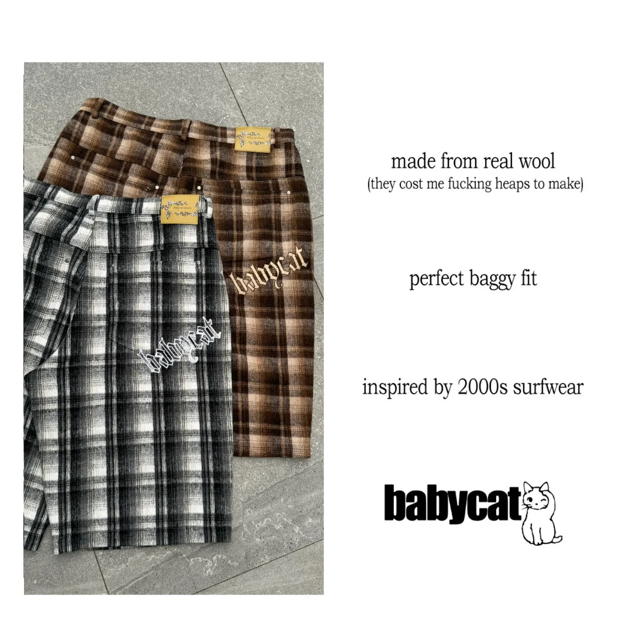 babycat plaids - brown - Image 4